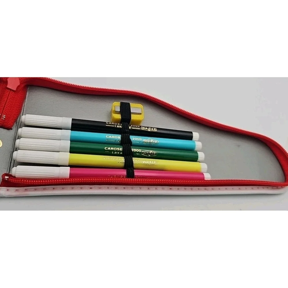 SUNNY Vintage Shoe Pencil Holder 14 Pc Colored Pencils Markers Lido Walker Red